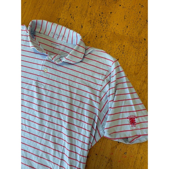 B. Draddy Other - B. Draddy Sport Men's Large Short Sleeve Blue/pink  Striped Golf Polo Shirt